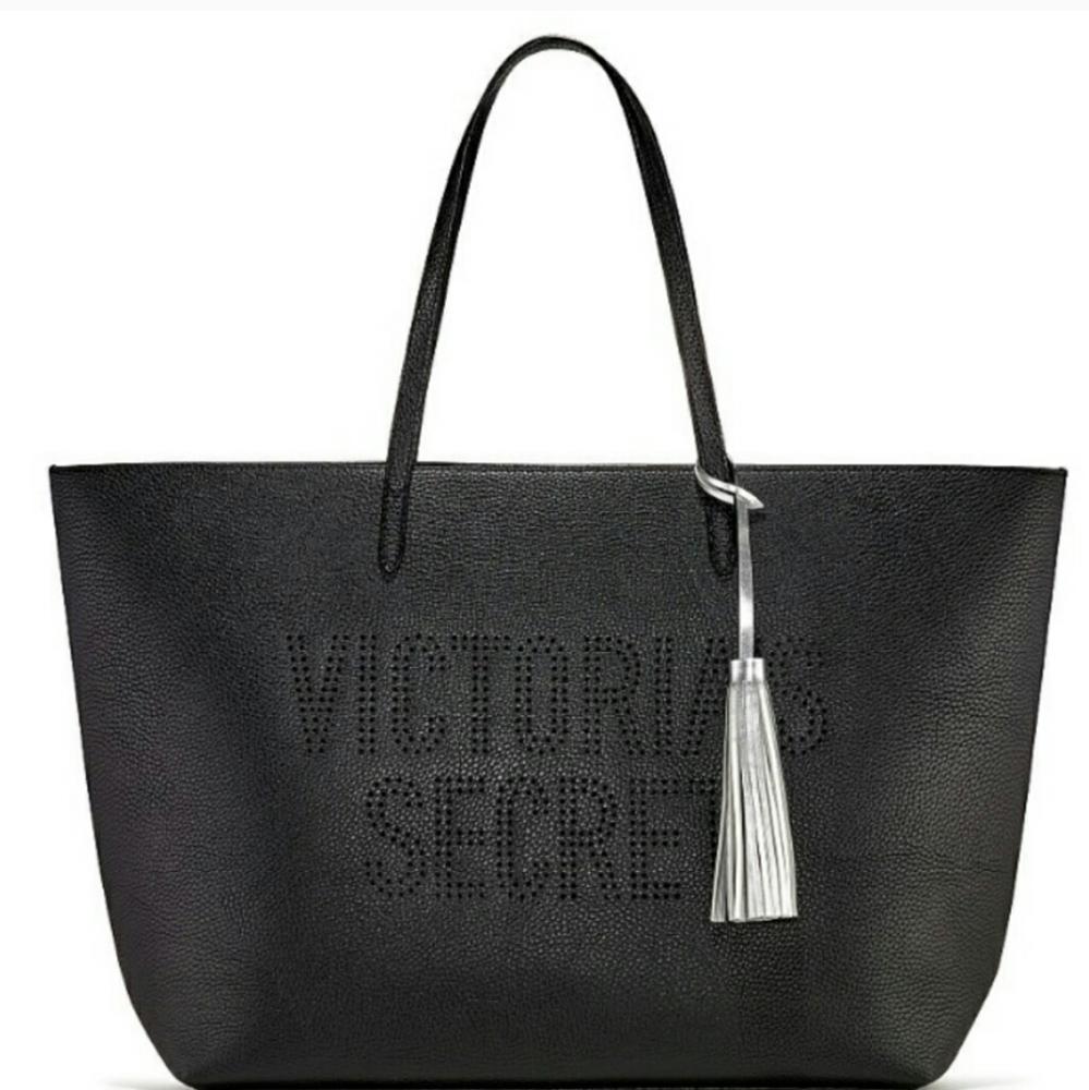 Faux leather Victoria's Secret black tassel tote